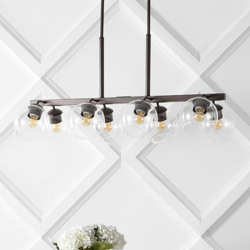 Julian 33.5" Farmhouse Bohemian Iron/Glass Linear LED Pendant - JONATHAN Y